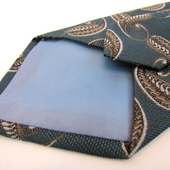 GIORGIO ARMANI Tie Teal Bronze Peacock Teardrop - Picture 3 of 5